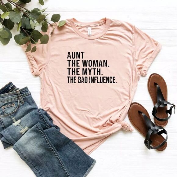 Aunt The Woman Myth Bad Influence Tee Shirt - Picture 5 of 10